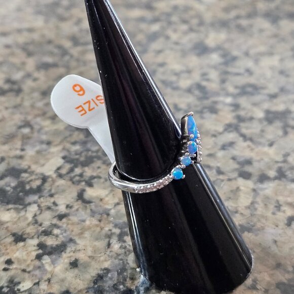 Bomb Party RBP7778 "Take Your Glance" Azure Blue Fire Opal Sz 6 - Picture 3 of 5